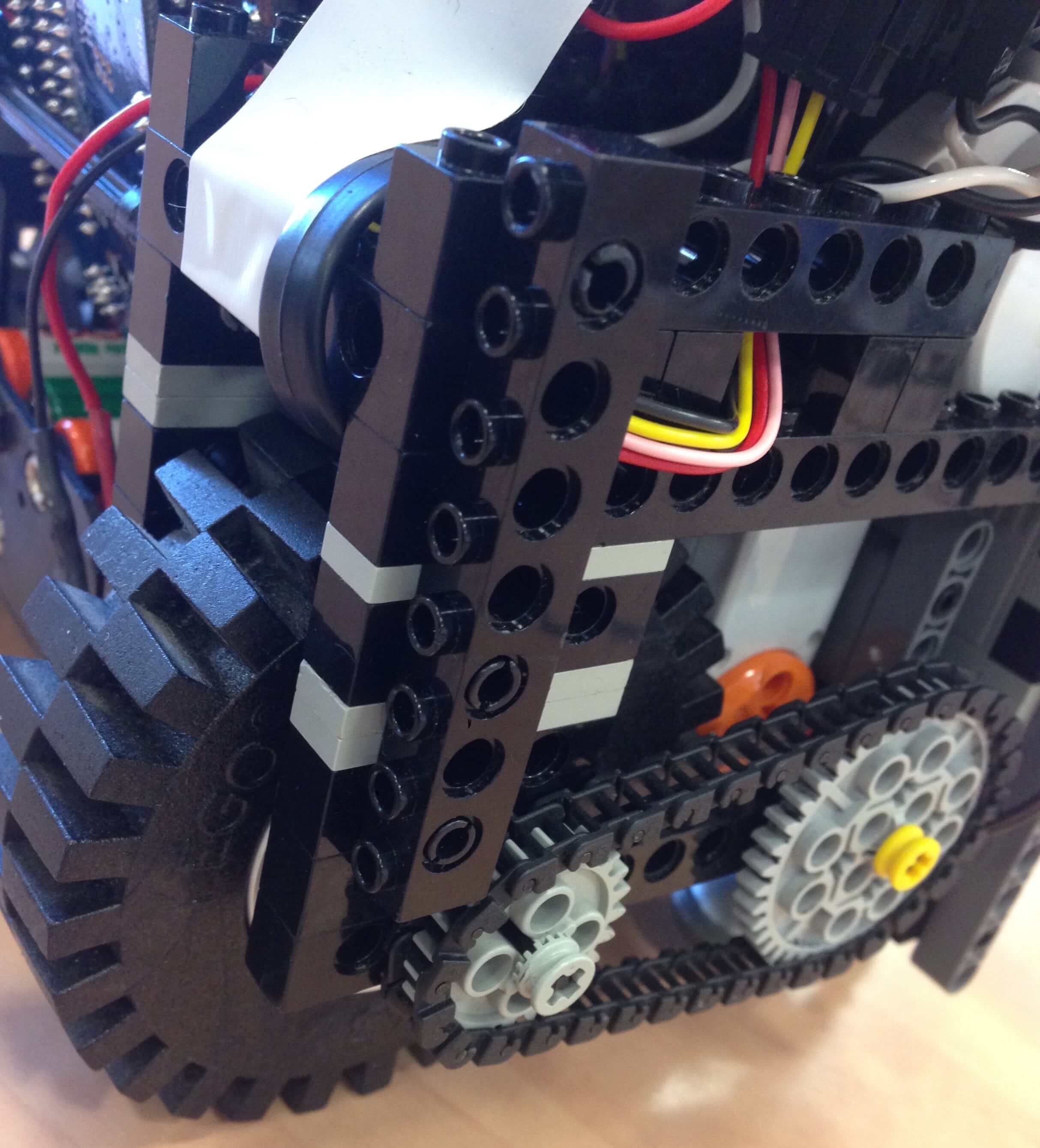 Close-up of the final wheelbase and gearchain design.